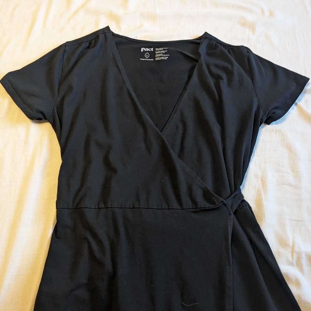 PACT black wrap dress